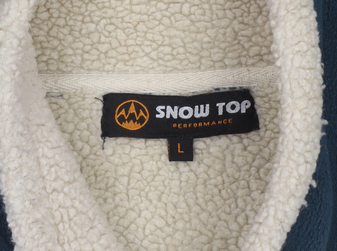 Snow Top Men’s Blue L Fleece Jacket Sherpa Lined Full Zip Ski