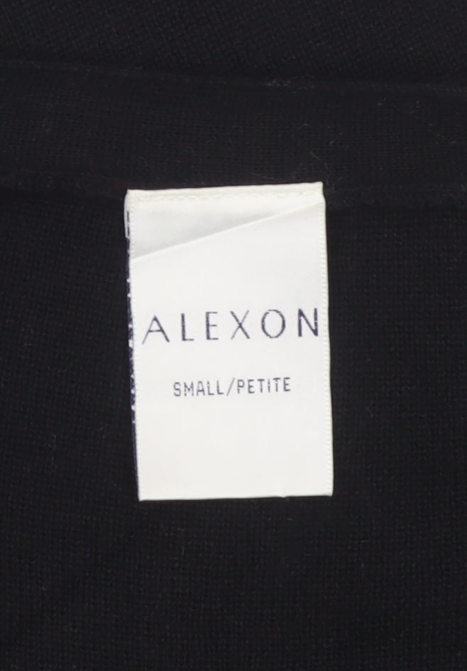 Alexon Women Black S Petite Wool Blend Floral Knit Button Vest