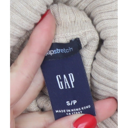 GAP Women’s Beige S Ribbed Roll Neck Slim Fit Cotton Jumper