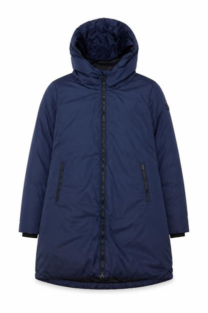 Save The Duck Women Blue M Long Hooded Puffer Coat