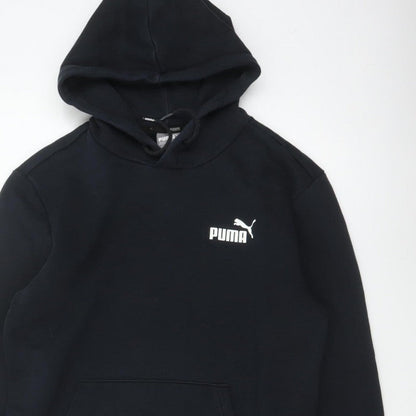 Puma Men’s Black S Pullover Hoodie Logo Fleece Kangaroo Pocket
