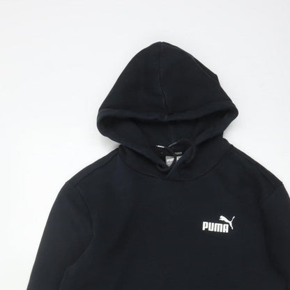 Puma Men’s Black S Pullover Hoodie Logo Fleece Kangaroo Pocket