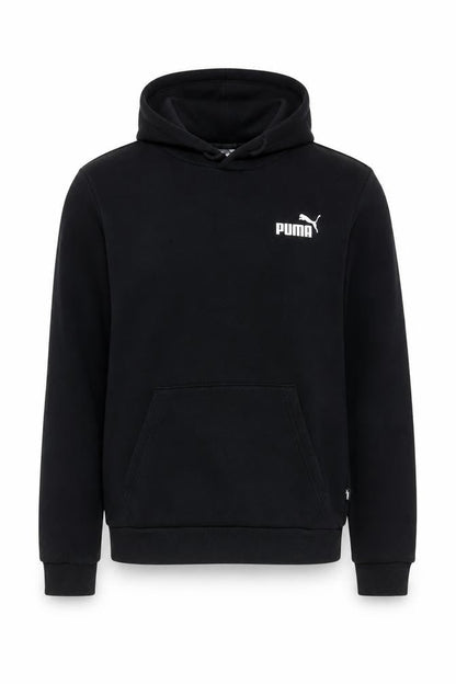 Puma Men’s Black S Pullover Hoodie Logo Fleece Kangaroo Pocket