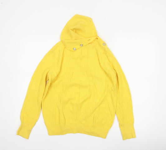Marks and Spencer Women Yellow Cable Knit Cowl Neck Jumper UK 12