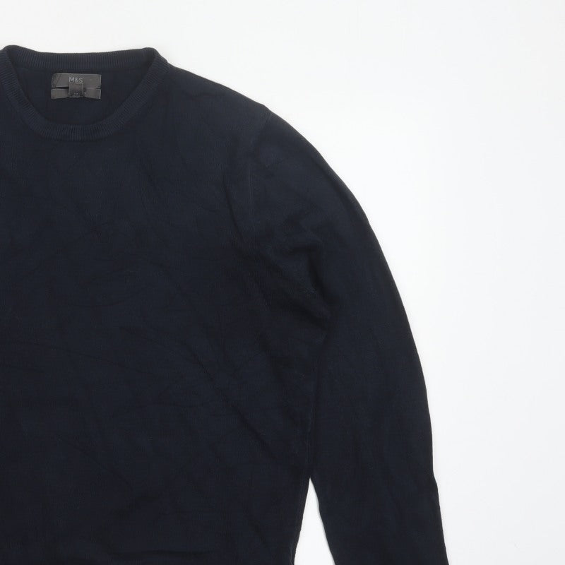 Marks and Spencer Men Blue L Cashmilon Crew Neck Pullover Jumper
