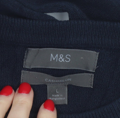 Marks and Spencer Men Blue L Cashmilon Crew Neck Pullover Jumper