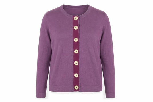Brower Women’s Purple Cotton Blend Button Cardigan Size S Vintage