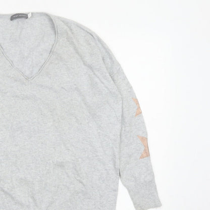 Mint Velvet Women’s Grey Star V-Neck Knit Jumper Size 10