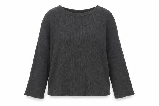 Zara Trafaluc Women’s Grey L Textured Knit Crew Neck 3/4 Sleeve Top