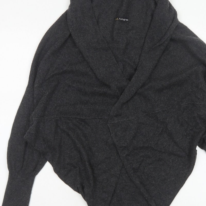 Autograph Women’s Grey UK 14 Wrap Cardigan Cashmere Blend Knit