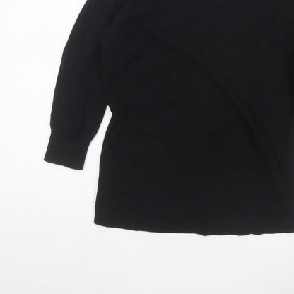 Oasis Women Black S Cable-Knit Crew Neck Balloon Sleeve Jumper