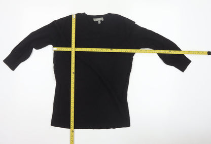 Oasis Women Black S Cable-Knit Crew Neck Balloon Sleeve Jumper