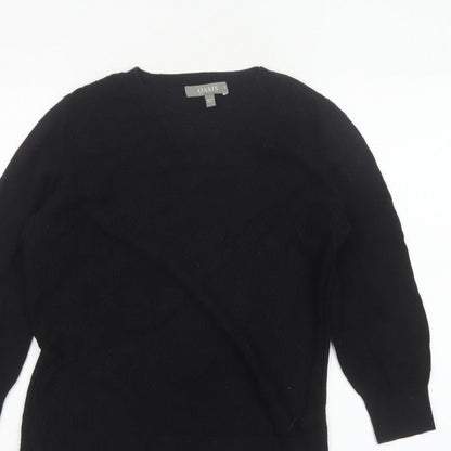 Oasis Women Black S Cable-Knit Crew Neck Balloon Sleeve Jumper