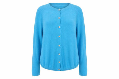 White Stuff Women Blue UK 14 Linen Blend Button Cardigan Long Sleeve