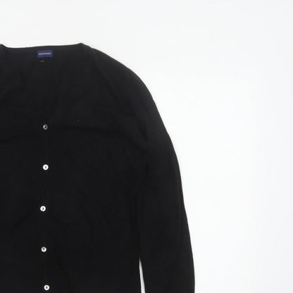 Debenhams Women Black Size 16 V-Neck Button Knit Cardigan