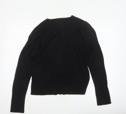 Debenhams Women Black Size 16 V-Neck Button Knit Cardigan