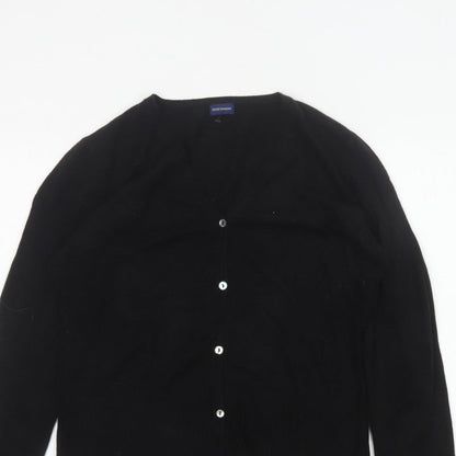 Debenhams Women Black Size 16 V-Neck Button Knit Cardigan