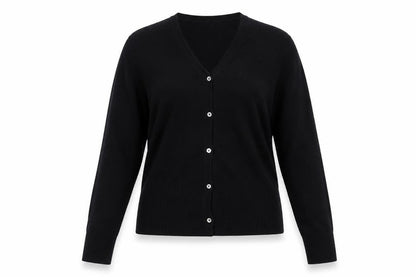 Debenhams Women Black Size 16 V-Neck Button Knit Cardigan