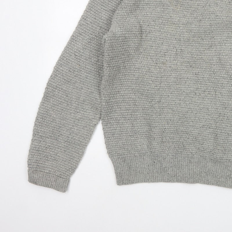 GAP Mens Grey Lambswool Blend Chunky Knit Crew Neck Pullover Jumper M