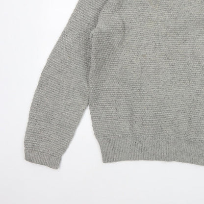 GAP Mens Grey Lambswool Blend Chunky Knit Crew Neck Pullover Jumper M