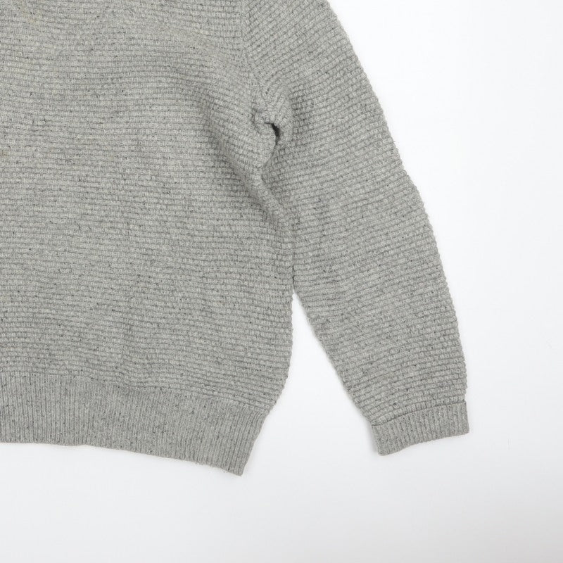 GAP Mens Grey Lambswool Blend Chunky Knit Crew Neck Pullover Jumper M