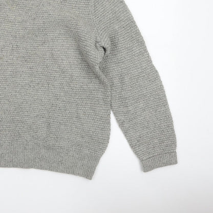 GAP Mens Grey Lambswool Blend Chunky Knit Crew Neck Pullover Jumper M