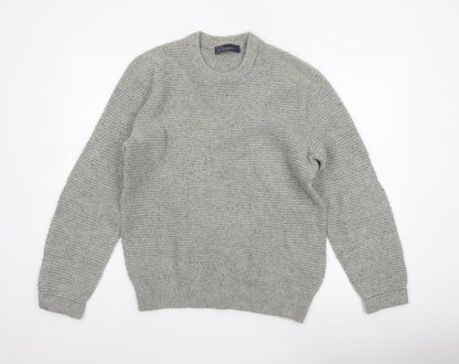 GAP Mens Grey Lambswool Blend Chunky Knit Crew Neck Pullover Jumper M