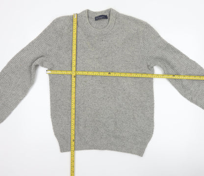 GAP Mens Grey Lambswool Blend Chunky Knit Crew Neck Pullover Jumper M