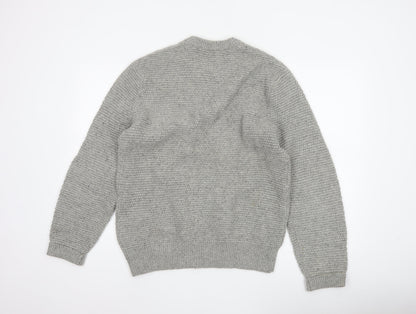 GAP Mens Grey Lambswool Blend Chunky Knit Crew Neck Pullover Jumper M