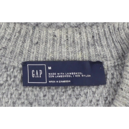 GAP Mens Grey Lambswool Blend Chunky Knit Crew Neck Pullover Jumper M