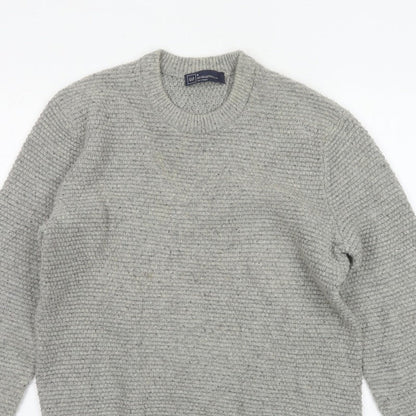 GAP Mens Grey Lambswool Blend Chunky Knit Crew Neck Pullover Jumper M