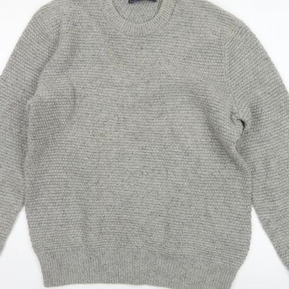 GAP Mens Grey Lambswool Blend Chunky Knit Crew Neck Pullover Jumper M