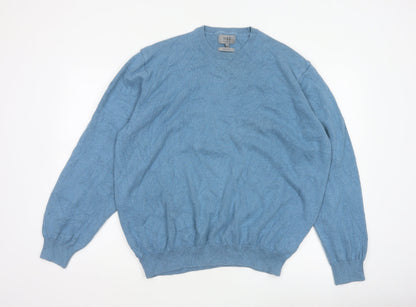 Marks and Spencer Men Blue 3XL Pure Cotton Crew Neck Jumper