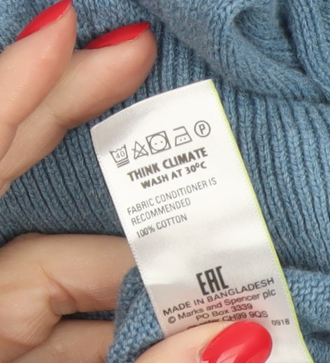 Marks and Spencer Men Blue 3XL Pure Cotton Crew Neck Jumper