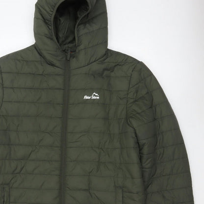 Peter Storm Men's Green M Hooded Quilted Puffer Jacket Full Zip