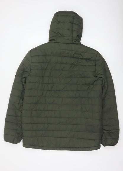 Peter Storm Men's Green M Hooded Quilted Puffer Jacket Full Zip