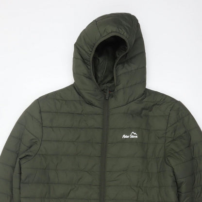 Peter Storm Men's Green M Hooded Quilted Puffer Jacket Full Zip