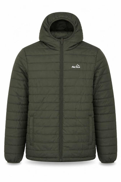 Peter Storm Men's Green M Hooded Quilted Puffer Jacket Full Zip