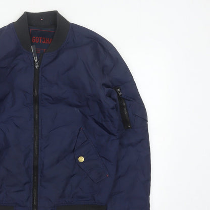Gotcha Men’s Blue Small Nylon Insulated Bomber Jacket Full Zip