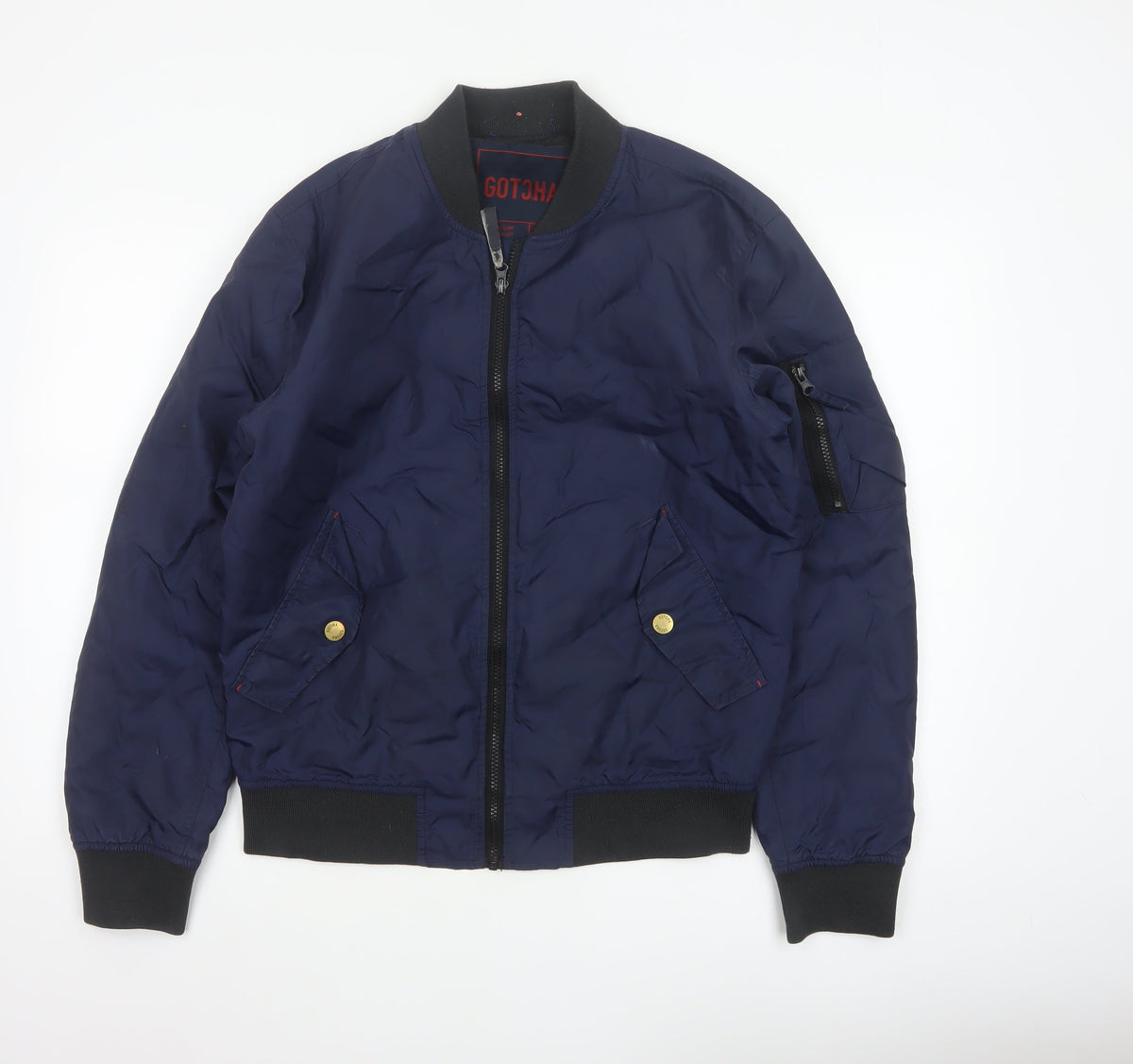 Gotcha Men’s Blue Small Nylon Insulated Bomber Jacket Full Zip