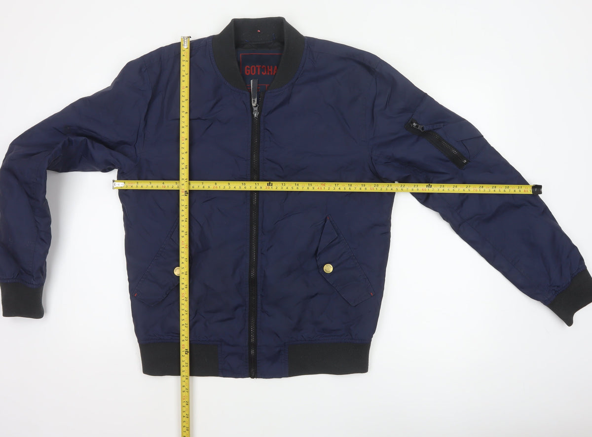 Gotcha Men’s Blue Small Nylon Insulated Bomber Jacket Full Zip