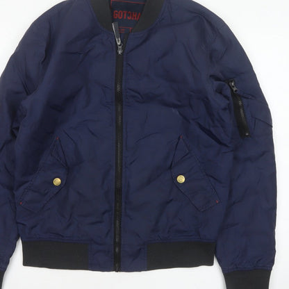 Gotcha Men’s Blue Small Nylon Insulated Bomber Jacket Full Zip