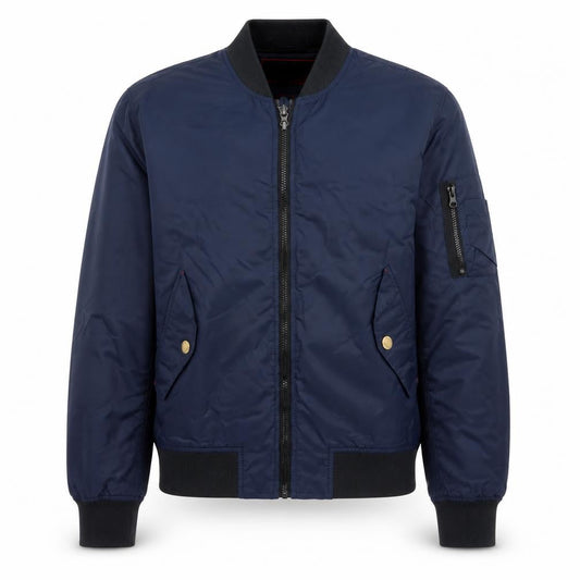 Front view of Gotcha Men’s Blue Small Nylon Insulated Bomber Jacket Full Zip