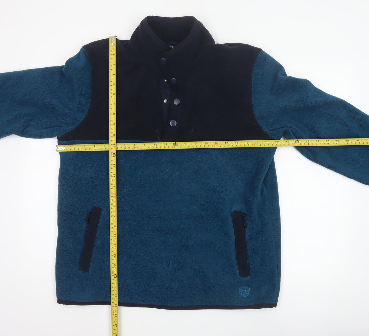 Marks and Spencer Men's Blue L Fleece Henley Pullover Snap Sweatshirt