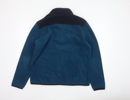 Marks and Spencer Men's Blue L Fleece Henley Pullover Snap Sweatshirt