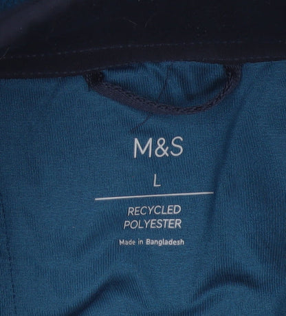 Marks and Spencer Men's Blue L Fleece Henley Pullover Snap Sweatshirt