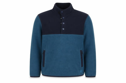 Marks and Spencer Men's Blue L Fleece Henley Pullover Snap Sweatshirt