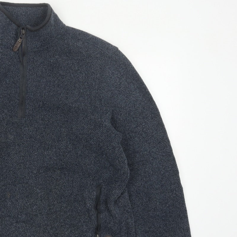 Blue Harbour Men’s Blue L 1/4 Zip Fleece Sweatshirt Pockets