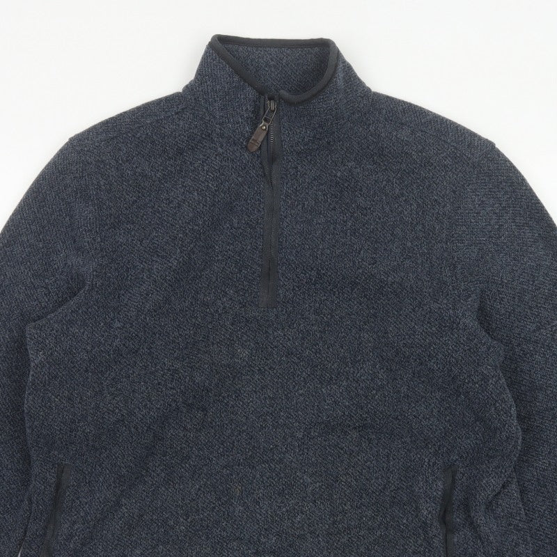 Blue Harbour Men’s Blue L 1/4 Zip Fleece Sweatshirt Pockets