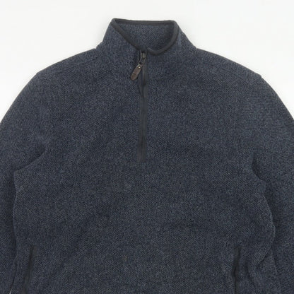 Blue Harbour Men’s Blue L 1/4 Zip Fleece Sweatshirt Pockets